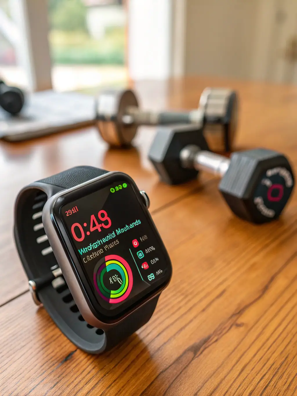 A smart TV displaying a fitness application developed by NextOrbit, showing workout routines, progress tracking, and social sharing features.