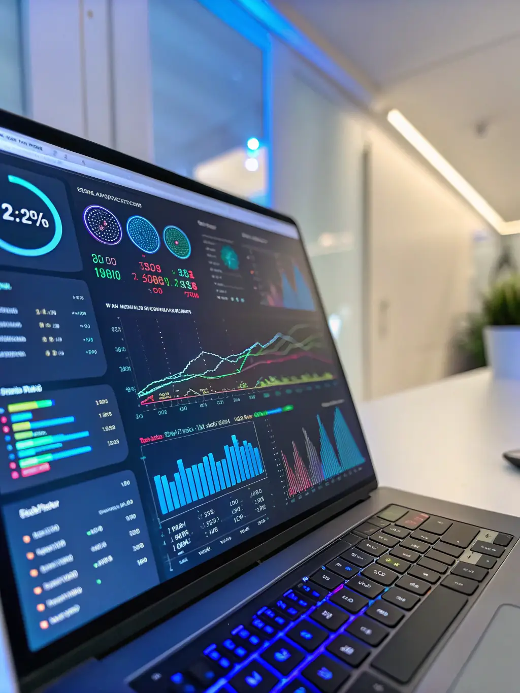 A screenshot of a sleek, modern web portal dashboard with analytics and user management features, showcasing NextOrbit's web portal design capabilities.