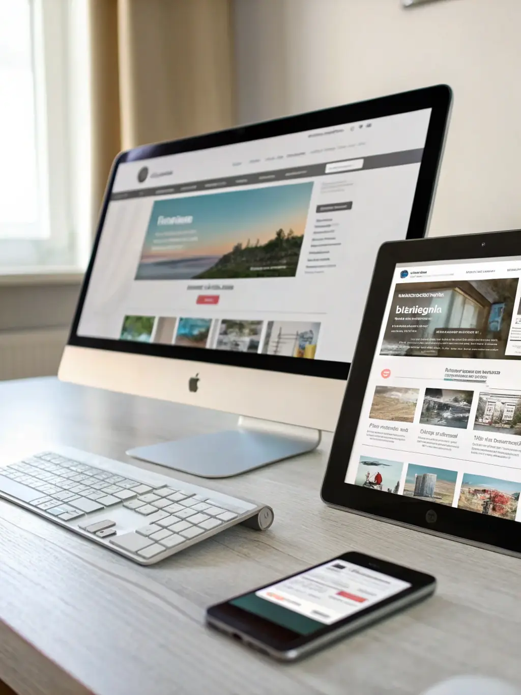 A responsive web portal design displayed on various devices, including desktops, tablets, and smartphones, ensuring a consistent user experience.